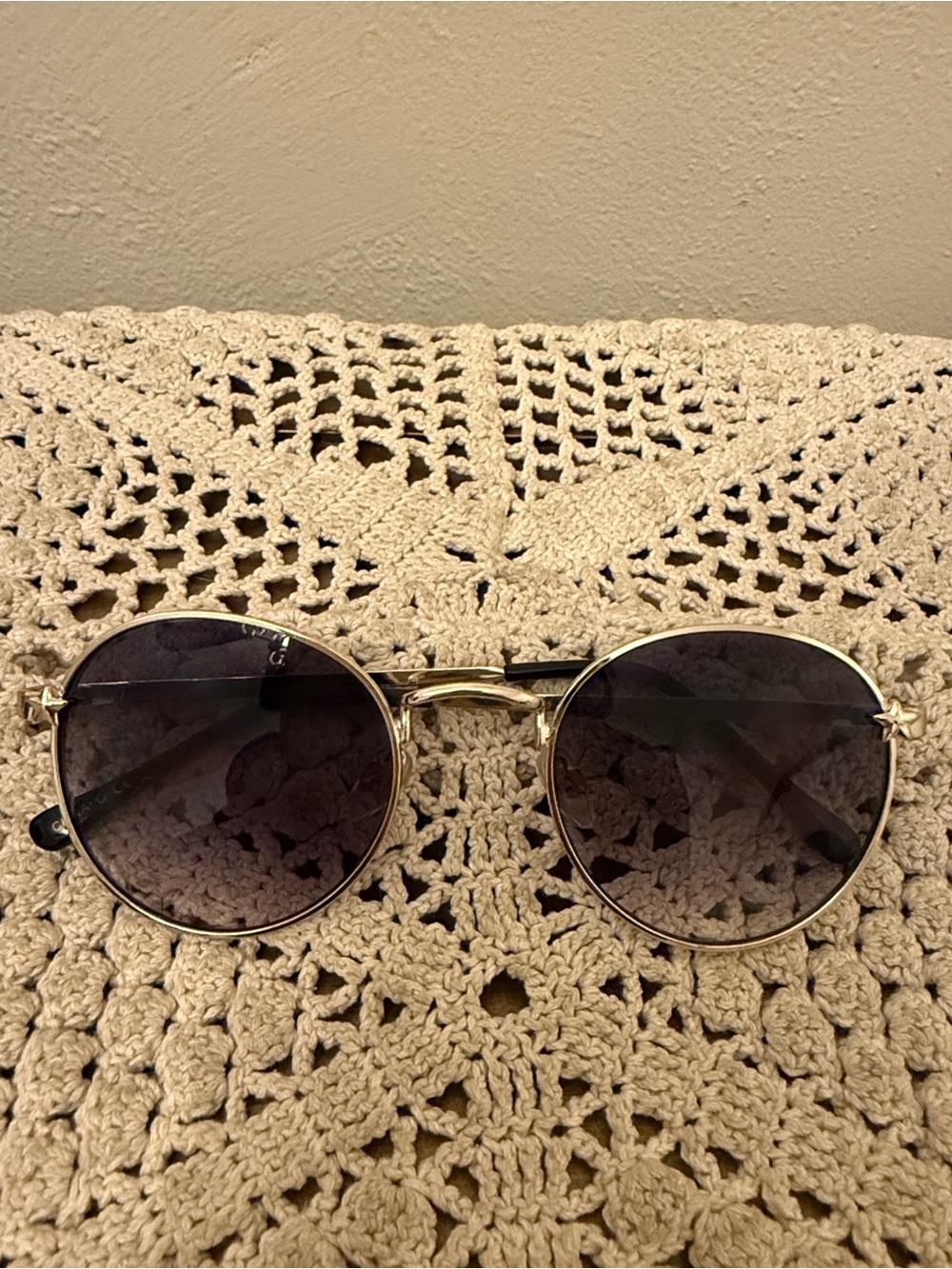 Betsey Johnson Gold Frame Sunglasses with Brown Lenses